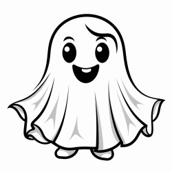 a happy ghost with a bow siple and bold