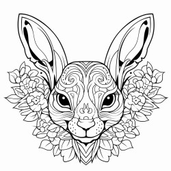 retro cartoon picture of a closeup face of a rabbit