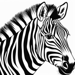 retro cartoon picture of a closeup face of a zebra