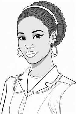 beautiful african american female doctor with braids styled into a neat professional bun