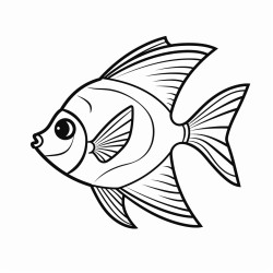 kids coloring page with angelfish black and white simple line art style minimalist drawing white background style raw