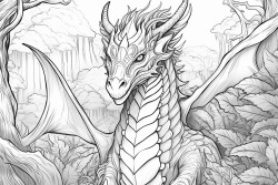 fantasy dragon in a magical forest