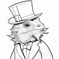 a bearded dragon wearing a tophat