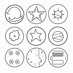 6 colouring pictures of simple objects that has circle shapes