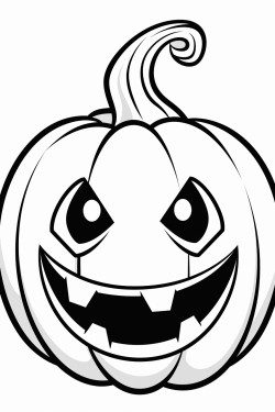 generate a large image of a pumpkin with a jackolantern face suitable for a kids colouring book