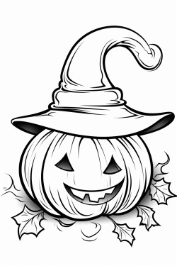 a witchs hat resting on a pumpkin