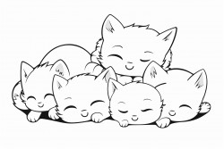 six kittens playing and sleeping
