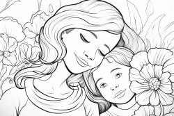 coloring page  mother and daughter