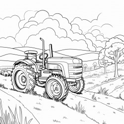 the tractor field and sky