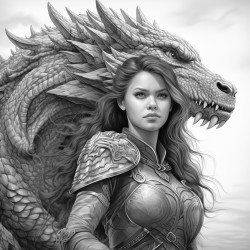 dragon with woman rider