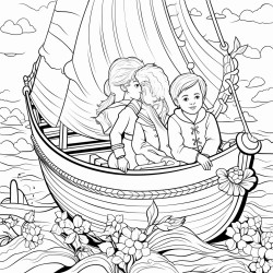 2 children on a boat