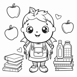 first day of school with apple and llama