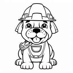 an english bulldog wearing a hard hat and construction vest