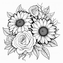 roses and sunflowers