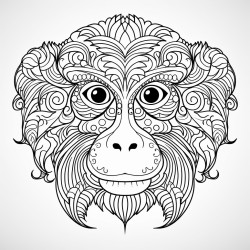 adult coloring book design monkey