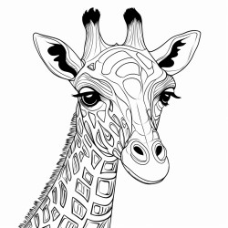 retro cartoon picture of a closeup face of a giraffe