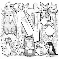 whimsical animals and alphabet