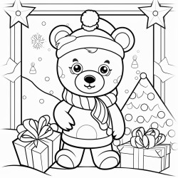 cute christmas coloring book page no colors black and bold lines