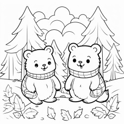 autum wood land bears