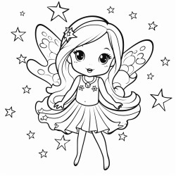 a fairy with starfishshaped wings flying among the stars