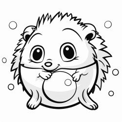 a hedgehog with alien features rolling up into a ball
