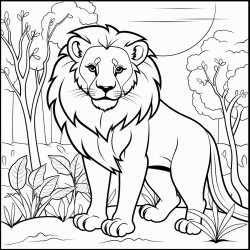 a lion in the forest