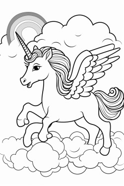 unicorn flying over a rainbow