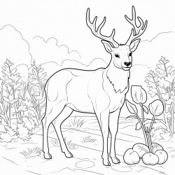 deer walking in vegetable garden