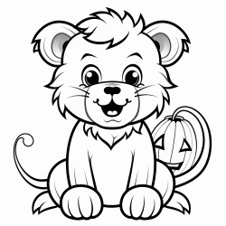 un lion en peluche dguis pour halloween