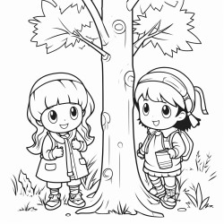 kids playing hide and seek in the forest