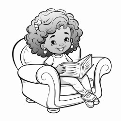 african american cute girl reading her bible curled up in a cozy chair