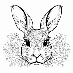 retro cartoon picture of a closeup face of a rabbit