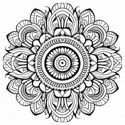 a mesmerizing mandala intricate geometric patterns forming delicate floral shapes at the center