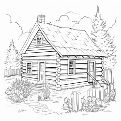 1772 doucet log house rustico page à colorier
