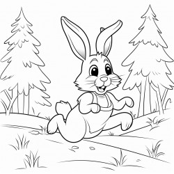 rabbit running in forest