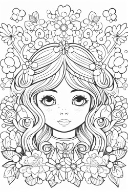 a cute inner calm  coloring bookvector white background black and white black drawing