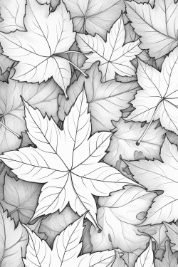 realistic maple leaf pattern across the whole page no shadows lots of leaves