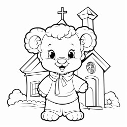 cuddly lamb teddy is at church