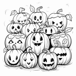 halloween themed coloring page pumpkins