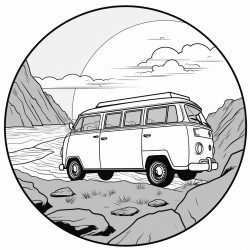 a van on a rocky cliff