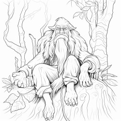 create a pencil sketch of la madremonte the guardian of the forest