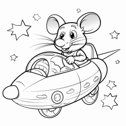 a rat piloting a tiny rocket ship