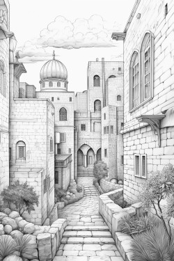 color book for adults jewish kids play on the streets of old jerusalem