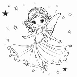 a fairy with starfishshaped wings flying among the stars