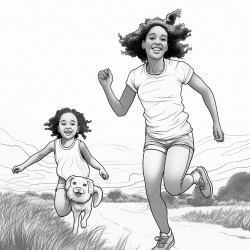 an african mom and daughter playing together running and enjoying the moment