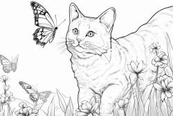 a playful cat chasing butterflies 0 