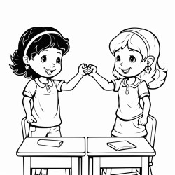 two girl teachers fist bumping in classroom