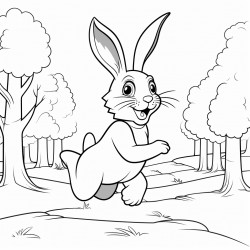rabbit running in forest