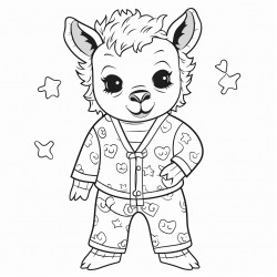 happy llama in pajamas