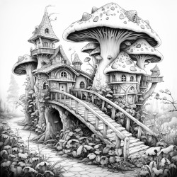 mushroom monsters invading a rustic cabin treehouse